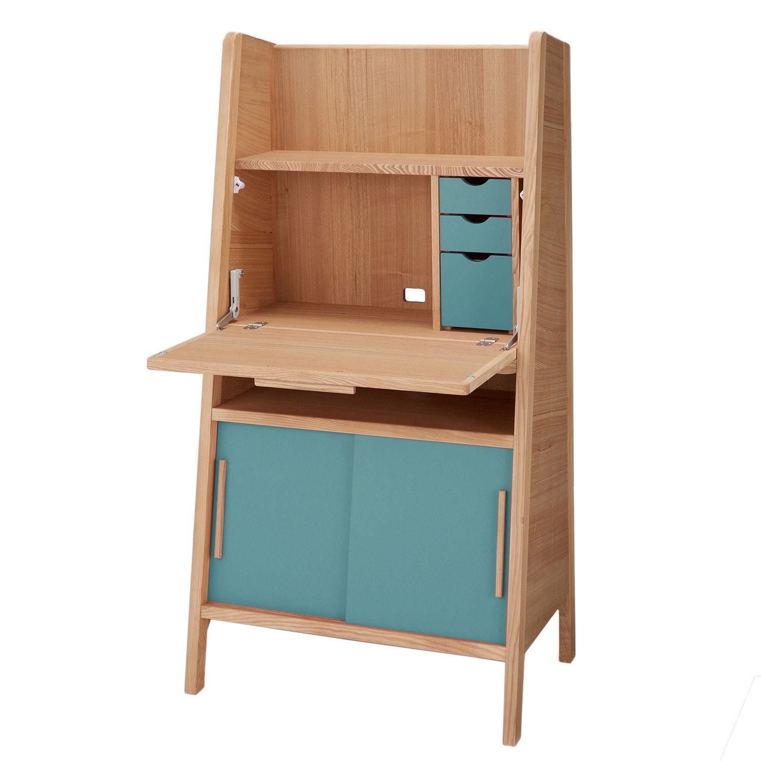 北海道産タモ材のライティングビューロー（学習机/学習デスク）｜(大雪