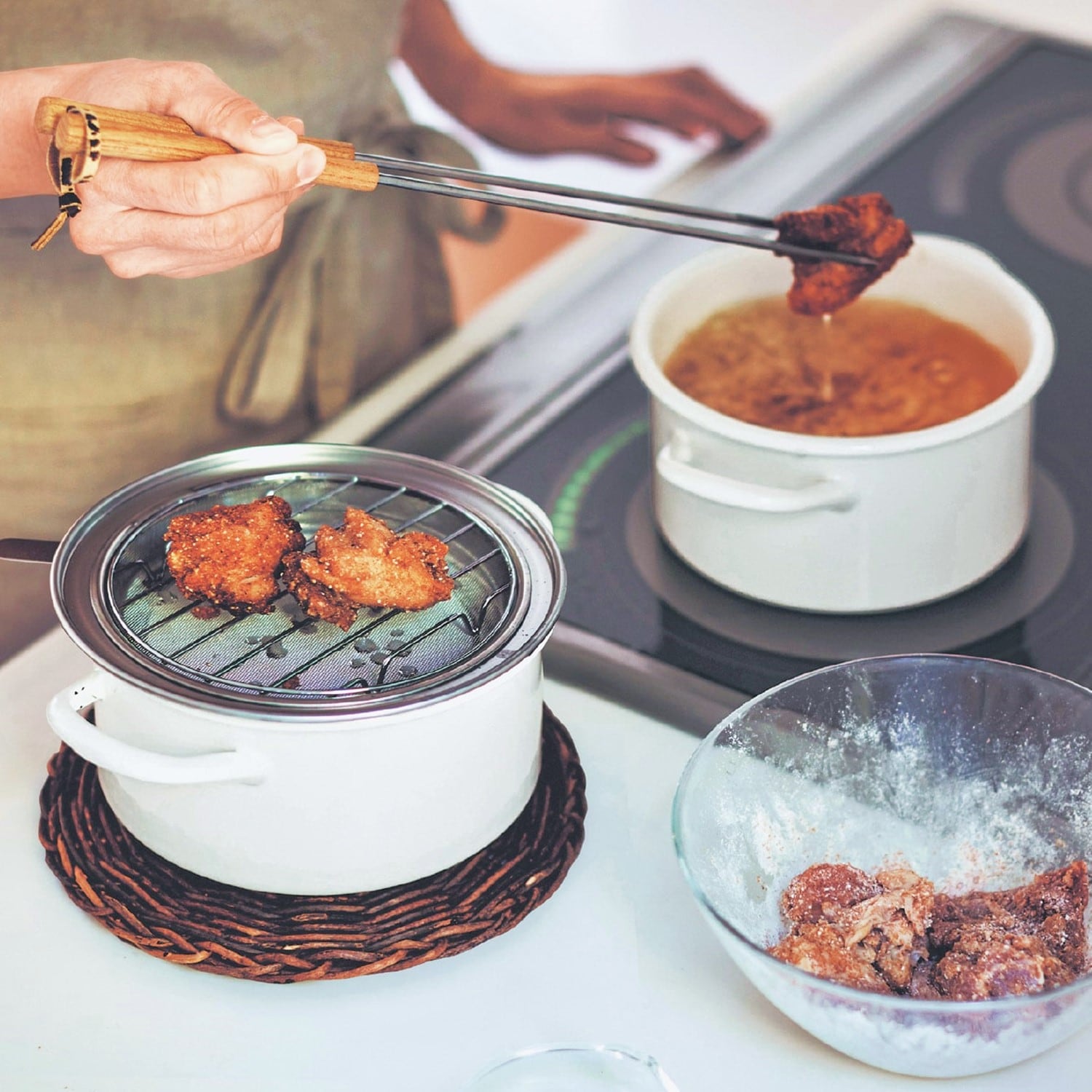 IH対応 2024年製 アムウェイ Amway 天麩羅鍋 ウォック 鍋 網なし↓