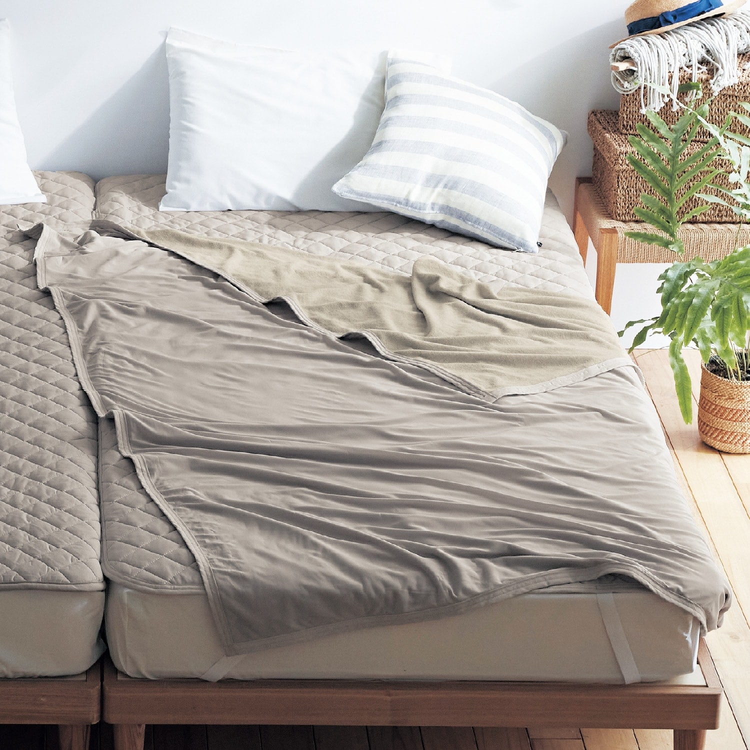 接触冷感＆吸水速乾リバーシブルタオルケット 【ひんやり】 ＜シングル