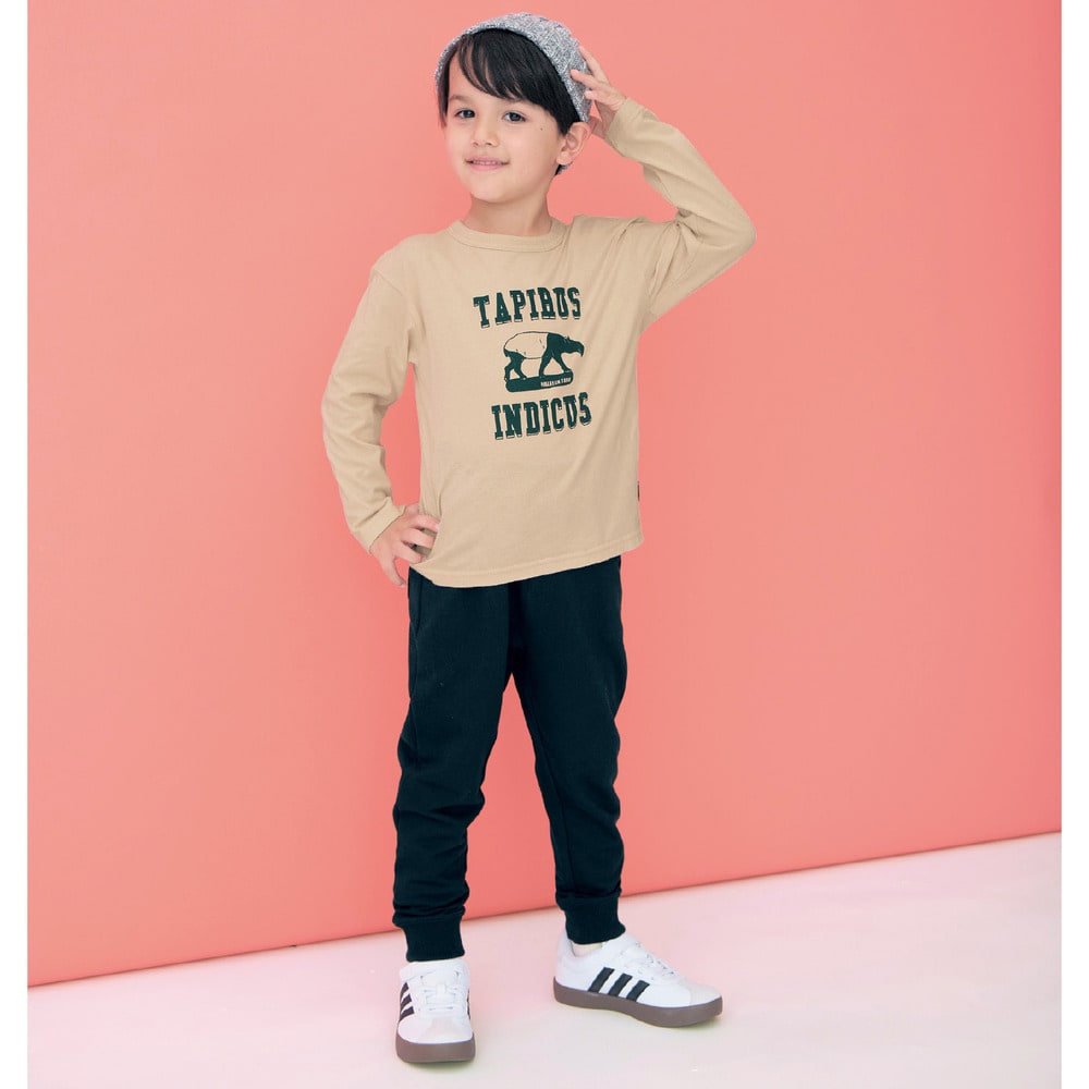 毎日使える着回し抜群裾リブロングパンツ2色セット 【子供ズボン