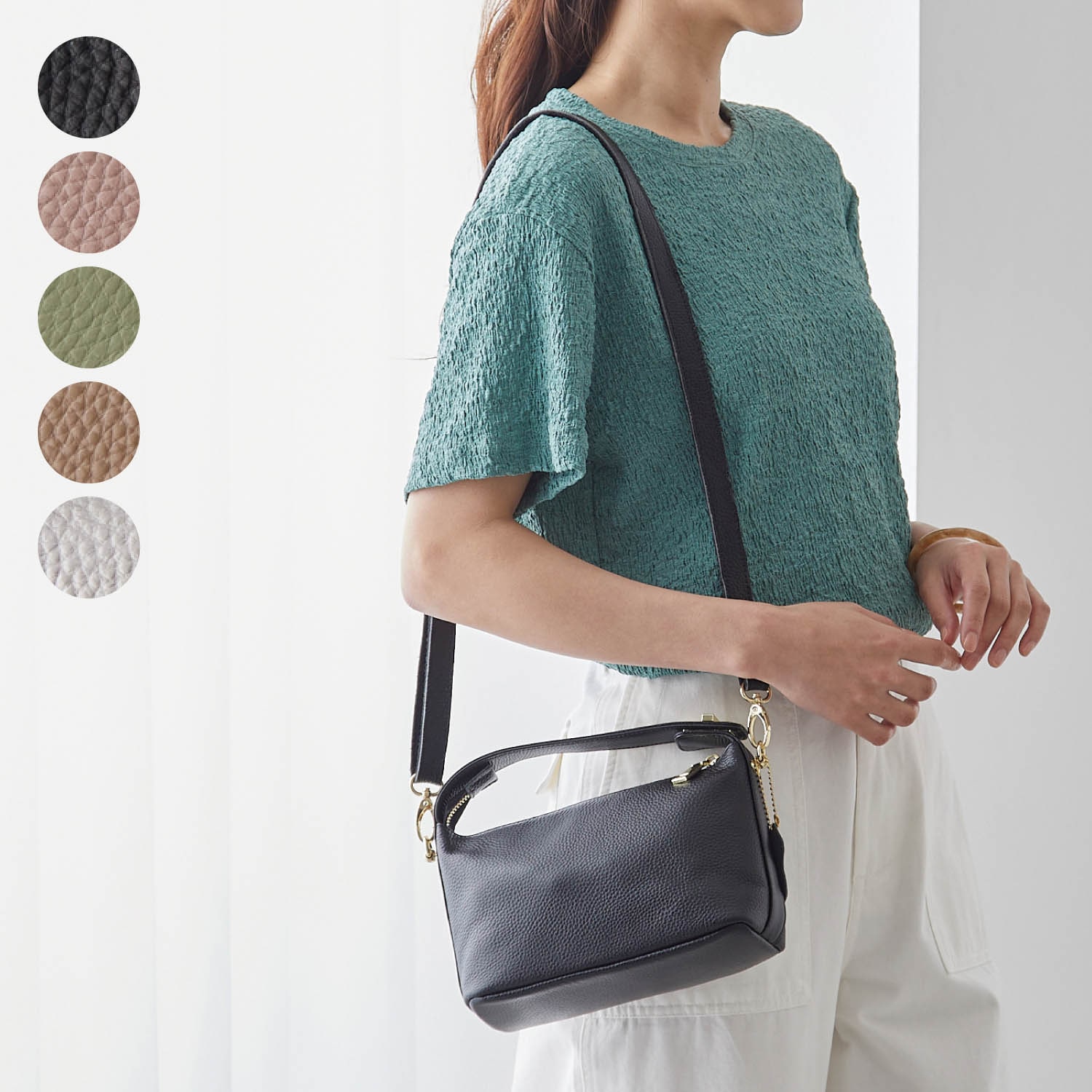 本革型押しミニショルダーバッグ(2WAY)(サクシフラージュ/saxifrage