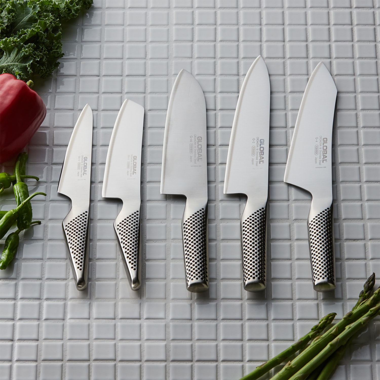 GLOBAL オールステンレスの包丁 ［日本製］ ＜三徳／文化／ペティ