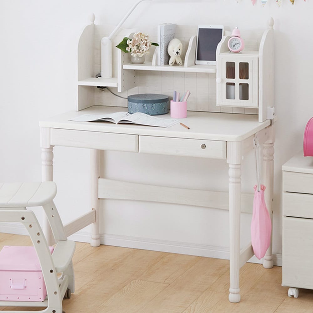 ACTUS 学習机　デスク　ホワイト　ガーリー　フレンチ　カントリー フレンチカントリー調学習机セット <ライト無し・ライト付き>｜通販の