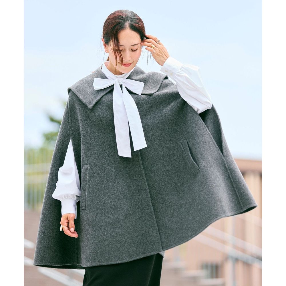 Newans／ハッシュニュアンス】セーラーカラーダブルフェイスケープ