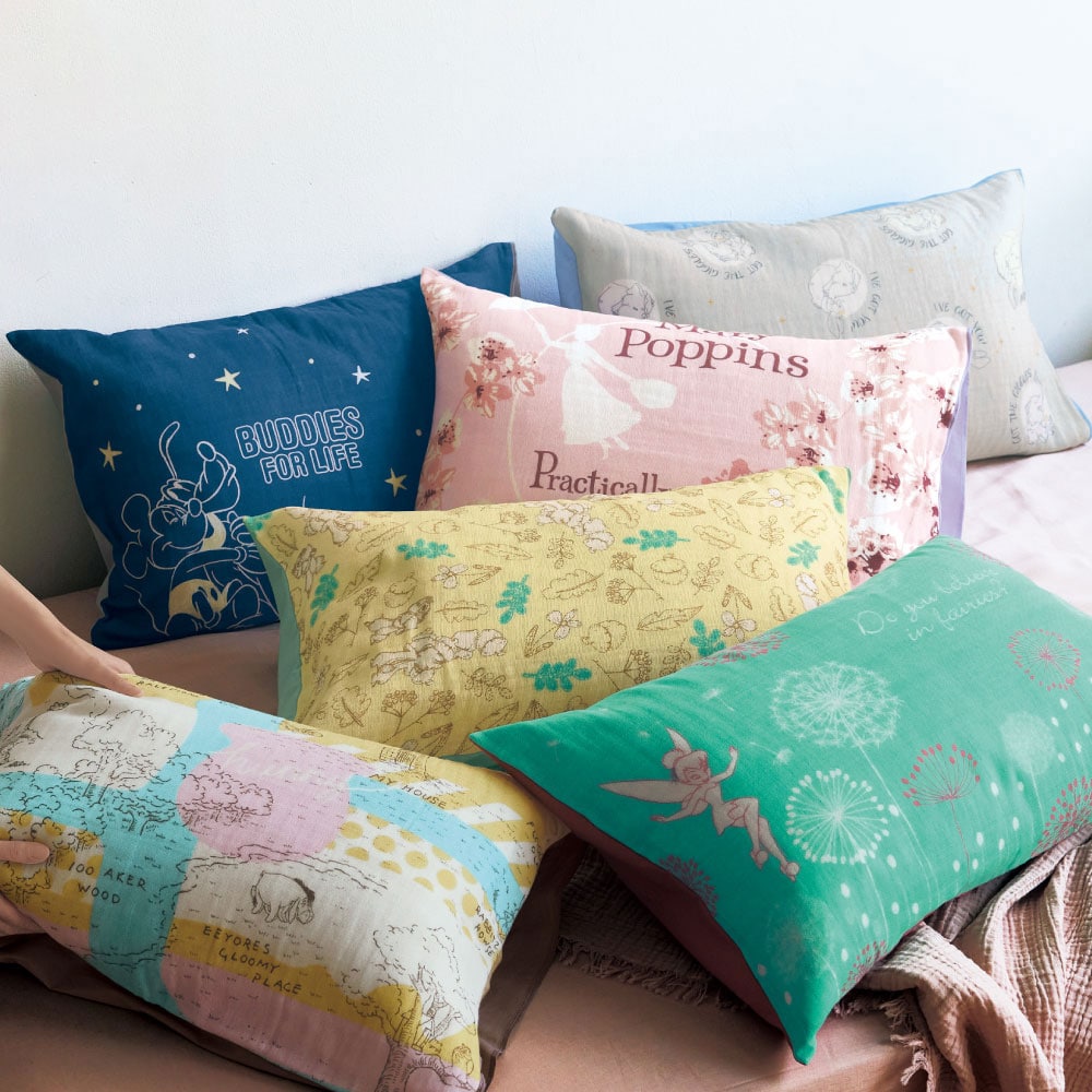 片面4重ガーゼの枕カバー（選べるキャラクター）（ディズニー 布団