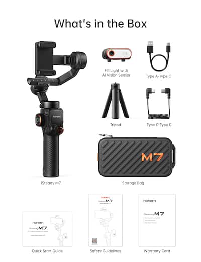 Hohem iSteady M7 3 Axis Gimbal Stabilizer for Smartphone w/ AI