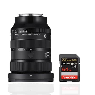 Sigma 24 70MM F2.8 DG DN II ART Lens, Sony E Mount + SanDisk 64GB