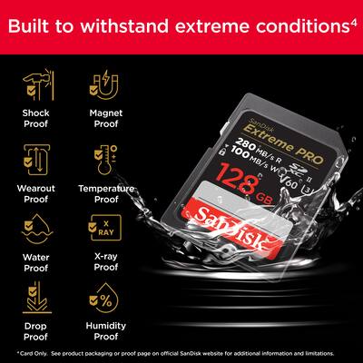 SANDISK Extreme PRO 128GB SDXC UHS I Memory Card SDSDXXY-128G