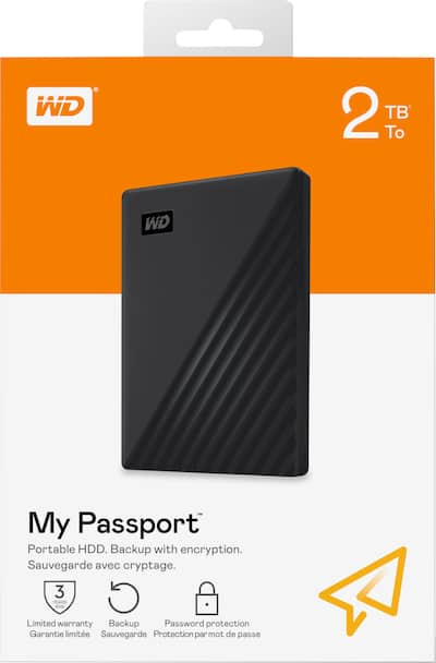 WD My Passport 2TB External USB 3.0 Portable Hard Drive Black