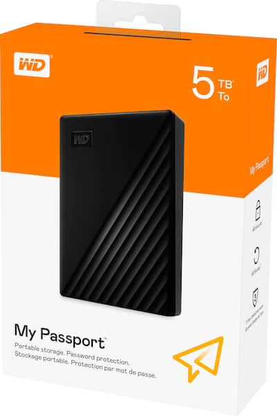 WD My Passport 5TB External USB 3.0 Portable Hard Drive Black