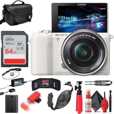 Sony Alpha a5100 Mirrorless Camera (White) w 16 50mm Lens + 64GB