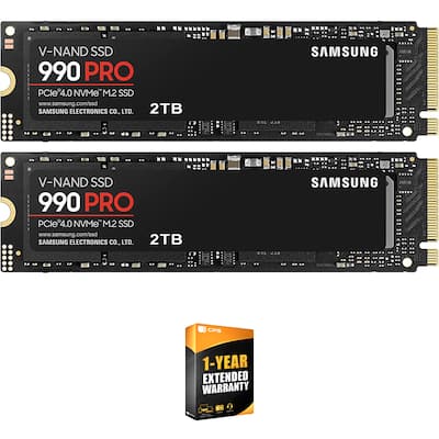 Samsung 990 PRO 2TB PCIe 4.0 NVMe SSD (2 Pack Bundle) + 1 Year