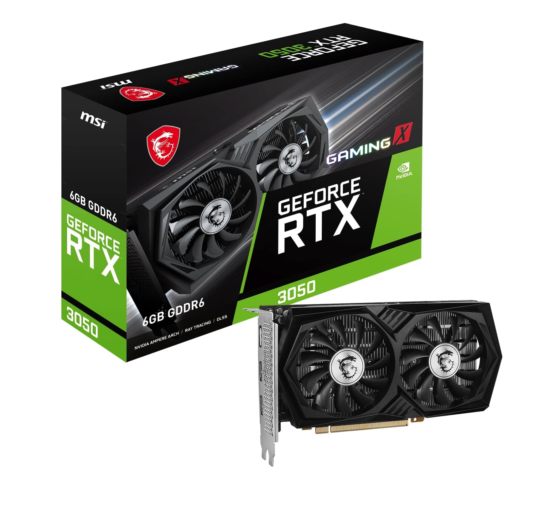 MSI NVIDIA RTX 3050 GAMING X 6G 6GB GDDR6 PCI Express 4.0 Graphics