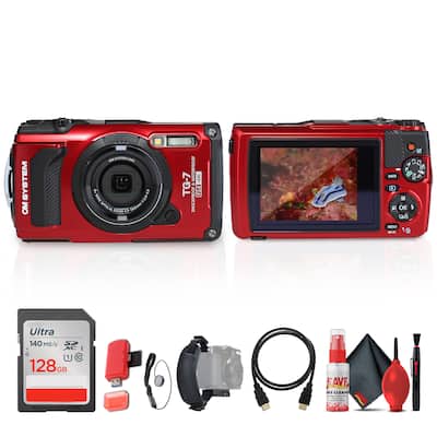 OM System Tough TG 7 Digital Camera (Red) Bundle