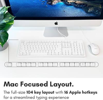 Macally Full Size USB Wired Mac Keyboard and Mouse Combo