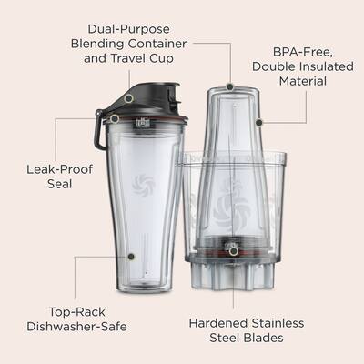 Vitamix Personal Cup Adapter with Two 20 Ounce Blender Cups Clear