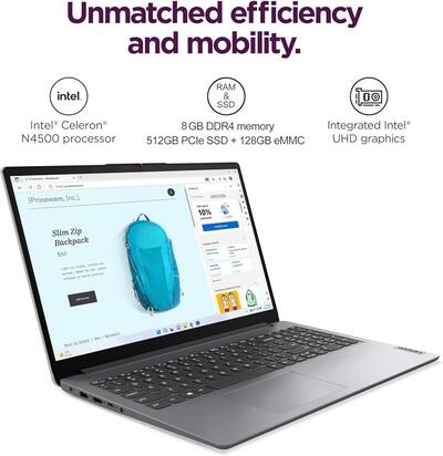 Lenovo IdeaPad 1 15.6 HD Laptop Intel Celeron with 8GB Memory