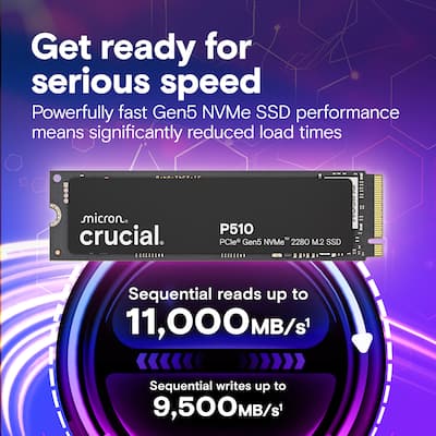 Crucial P510 2TB Internal SSD PCIe Gen 5 x4 NVMe M.2 for Laptop