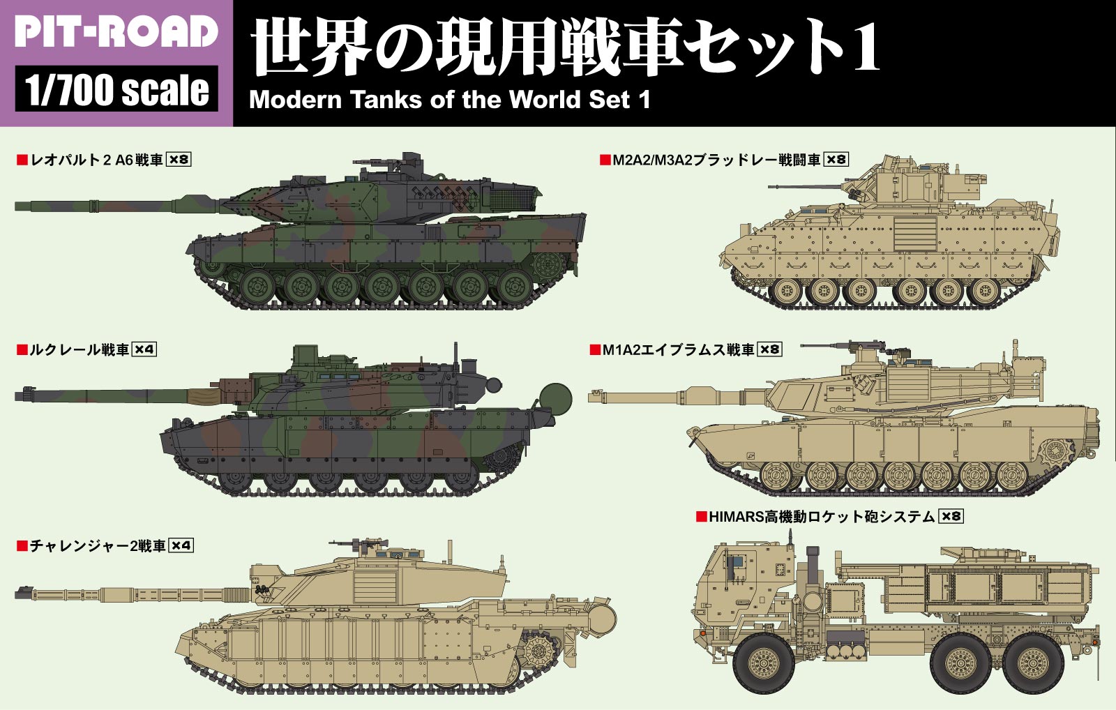 MI09 1/700 世界の現用戦車セット1 – ピットロード