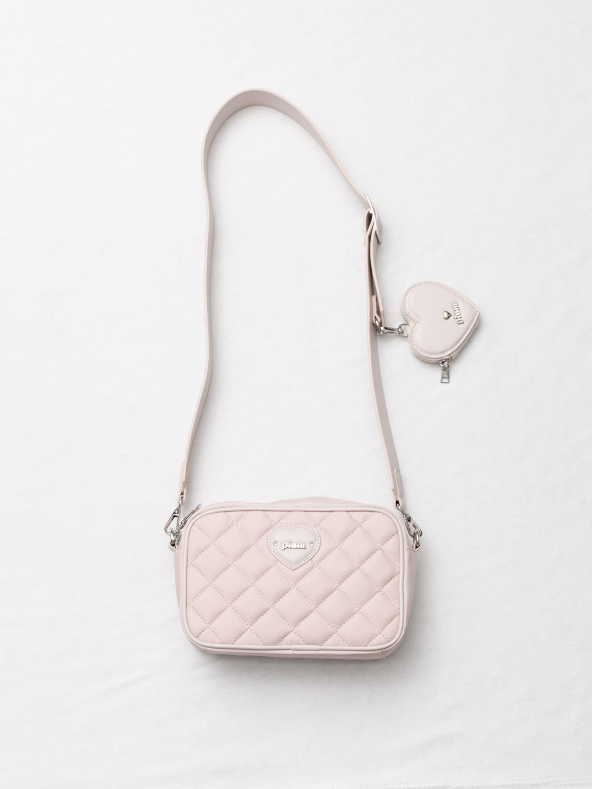 ハートポーチ付きナイロンスクエアショルダーバッグ – pium