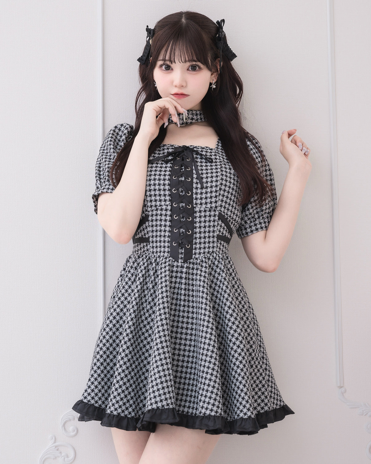 サイドクロスチョーカーフレアワンピース – pium