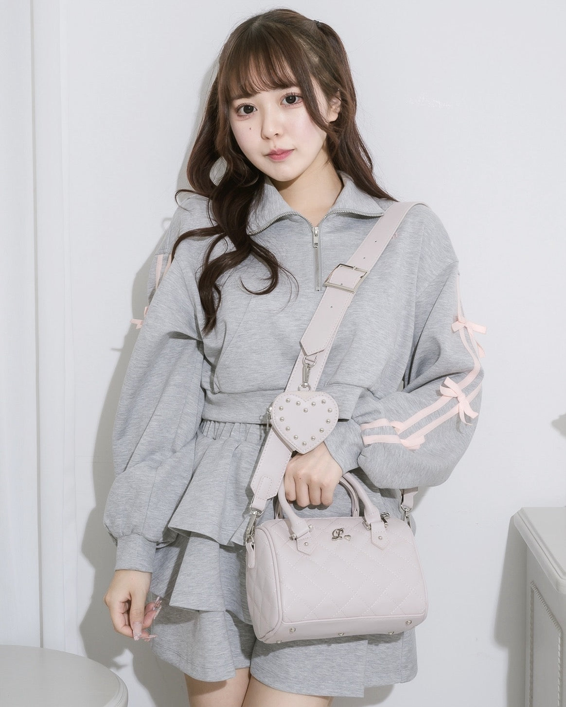 ハートポーチ付きキルティングボストンバッグ – pium