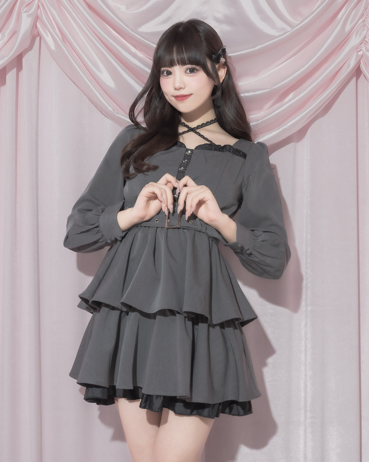 フロントホックティアードミニワンピース – pium