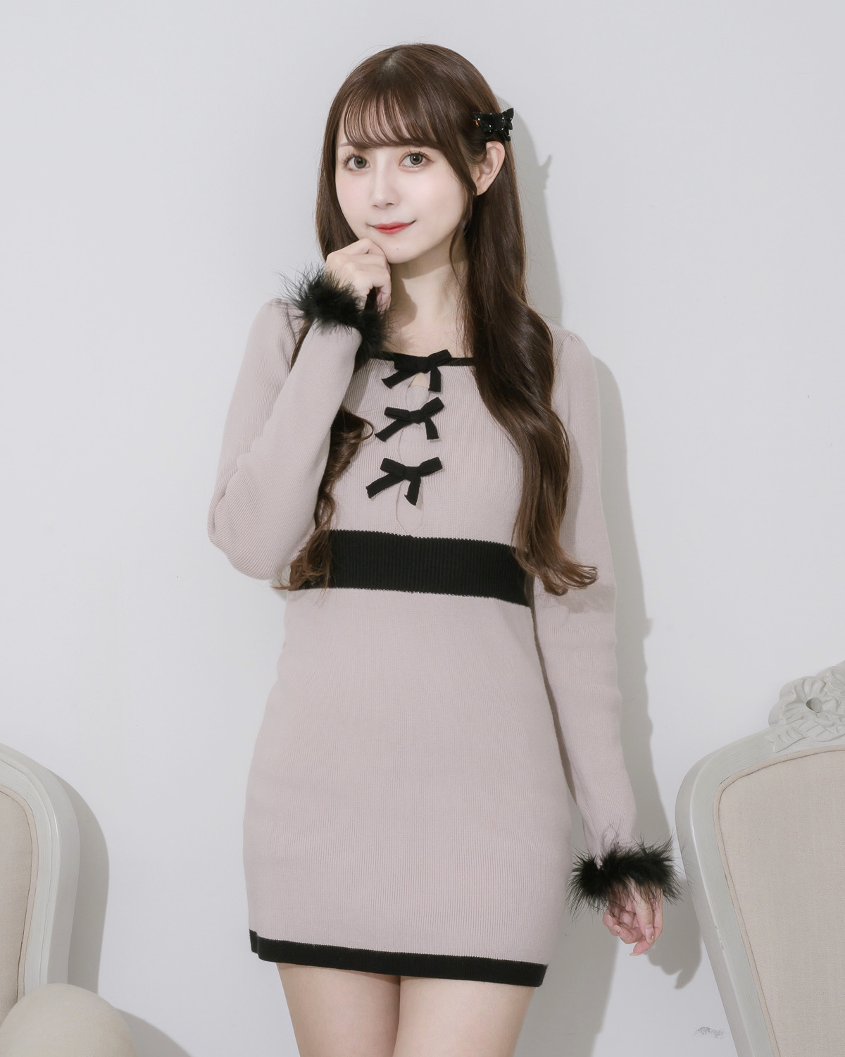 ファースリーブレイヤードニットワンピース – pium