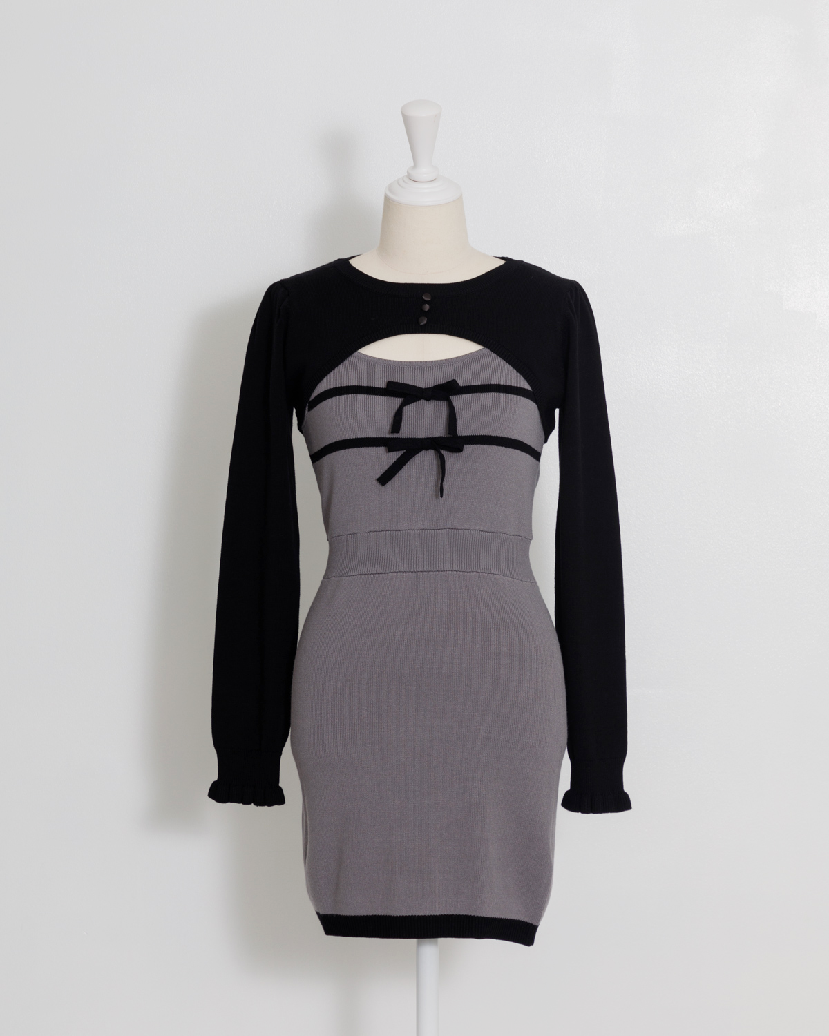 リボンテープレイヤードニットワンピ – pium