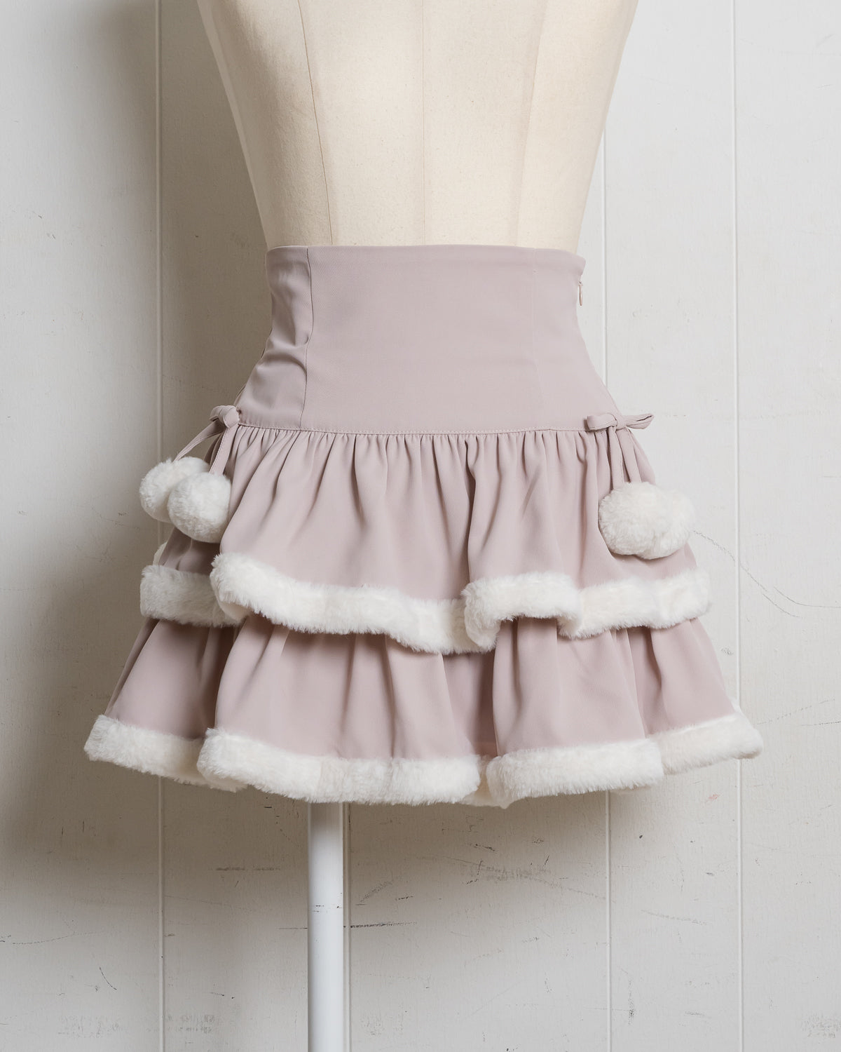 ファー付きティアードミニスカート – pium
