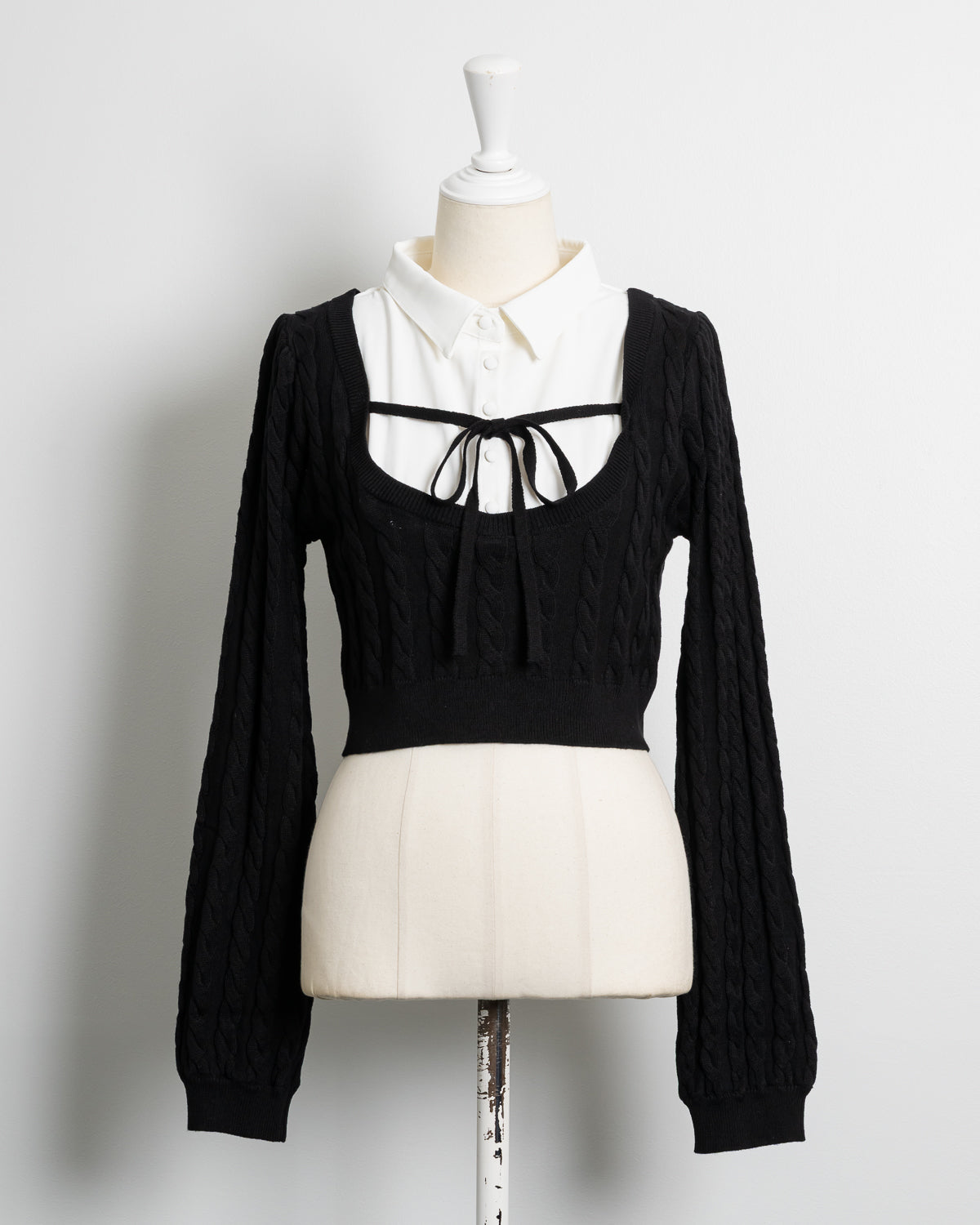 レイヤードケーブル長袖ニット – pium