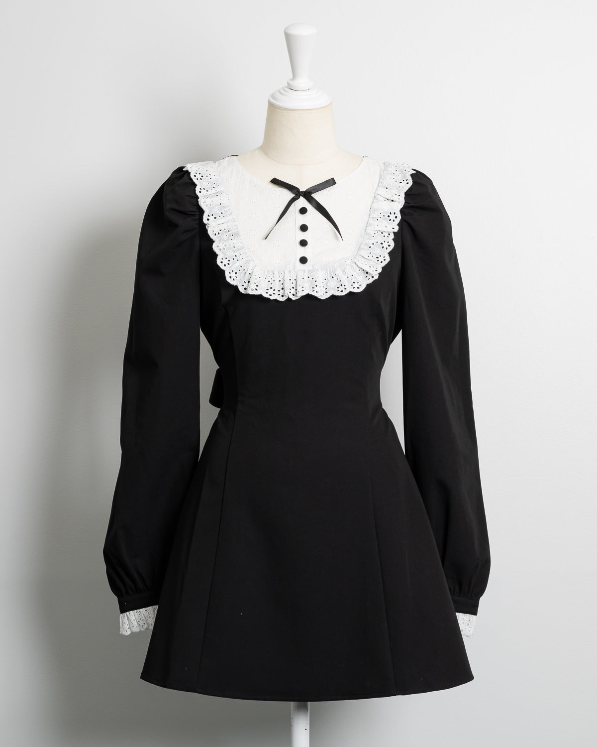 コットンレース長袖カフェワンピース – pium