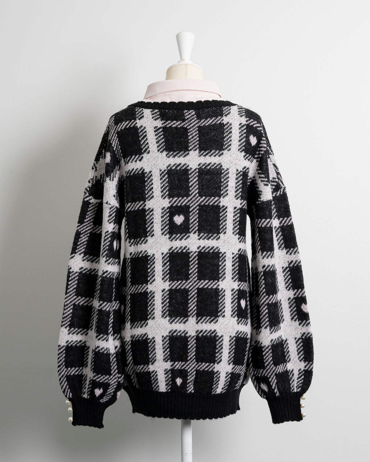 ハートチェックレイヤードニットワンピース – pium