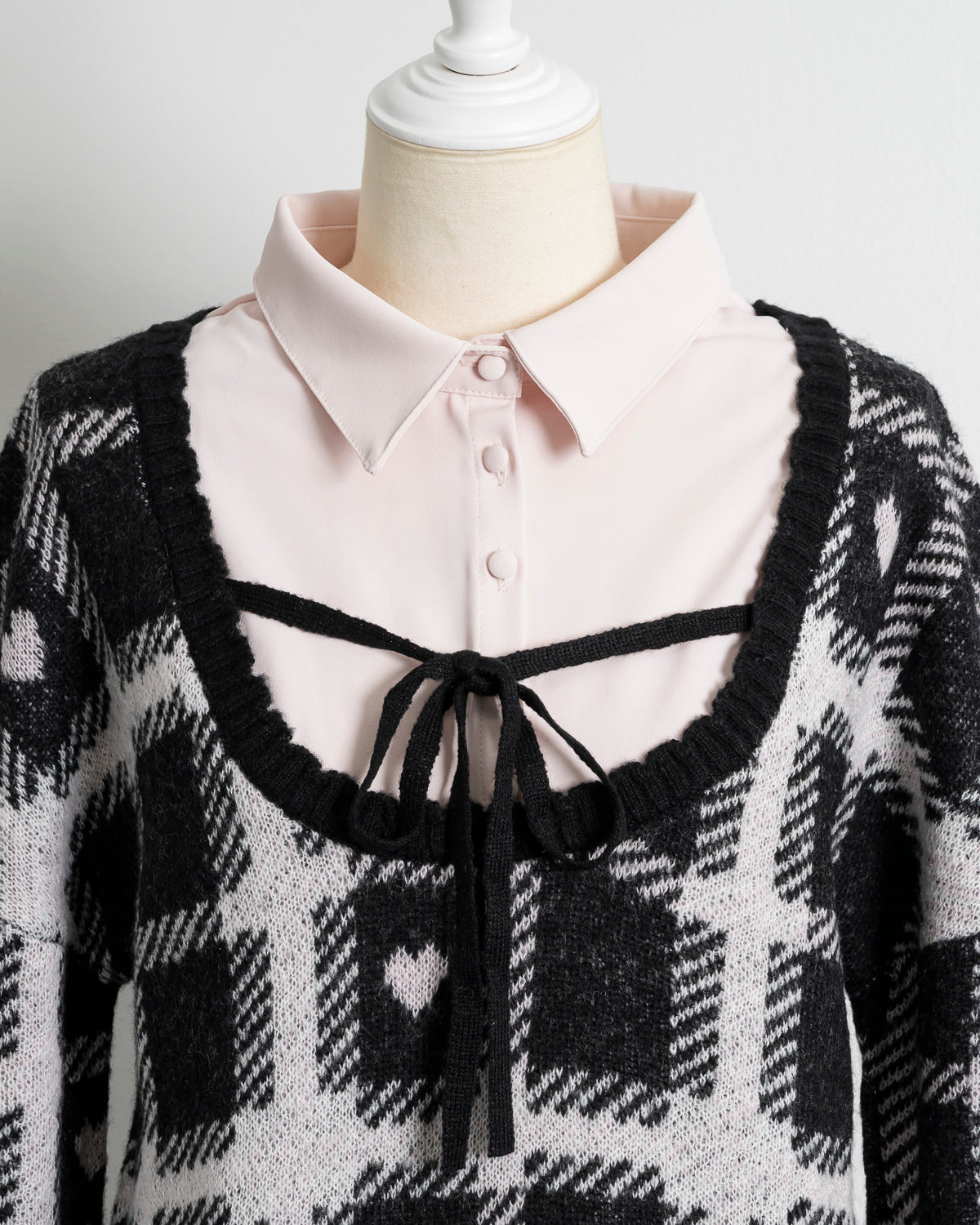 ハートチェックレイヤードニットワンピース – pium