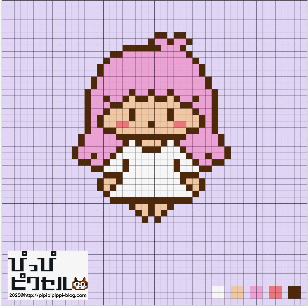 サンリオ】ララ（リトルツインスターズ）【アイロンビーズ・ドット絵図