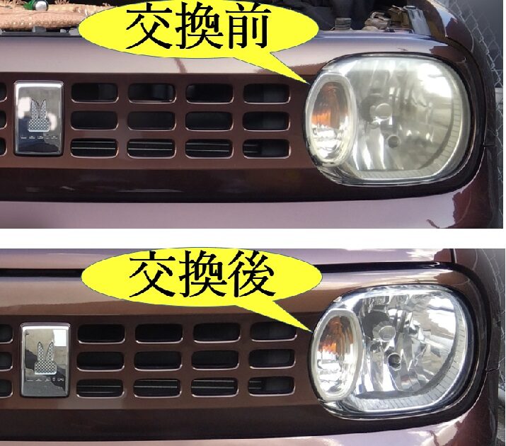 ヘッドライトユニット交換作業（スズキ・アルトラパン・HE22S）ライト