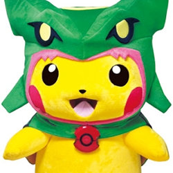 レックウザポンチョを着たピカチュウのグッズ登場。来店プレゼントや