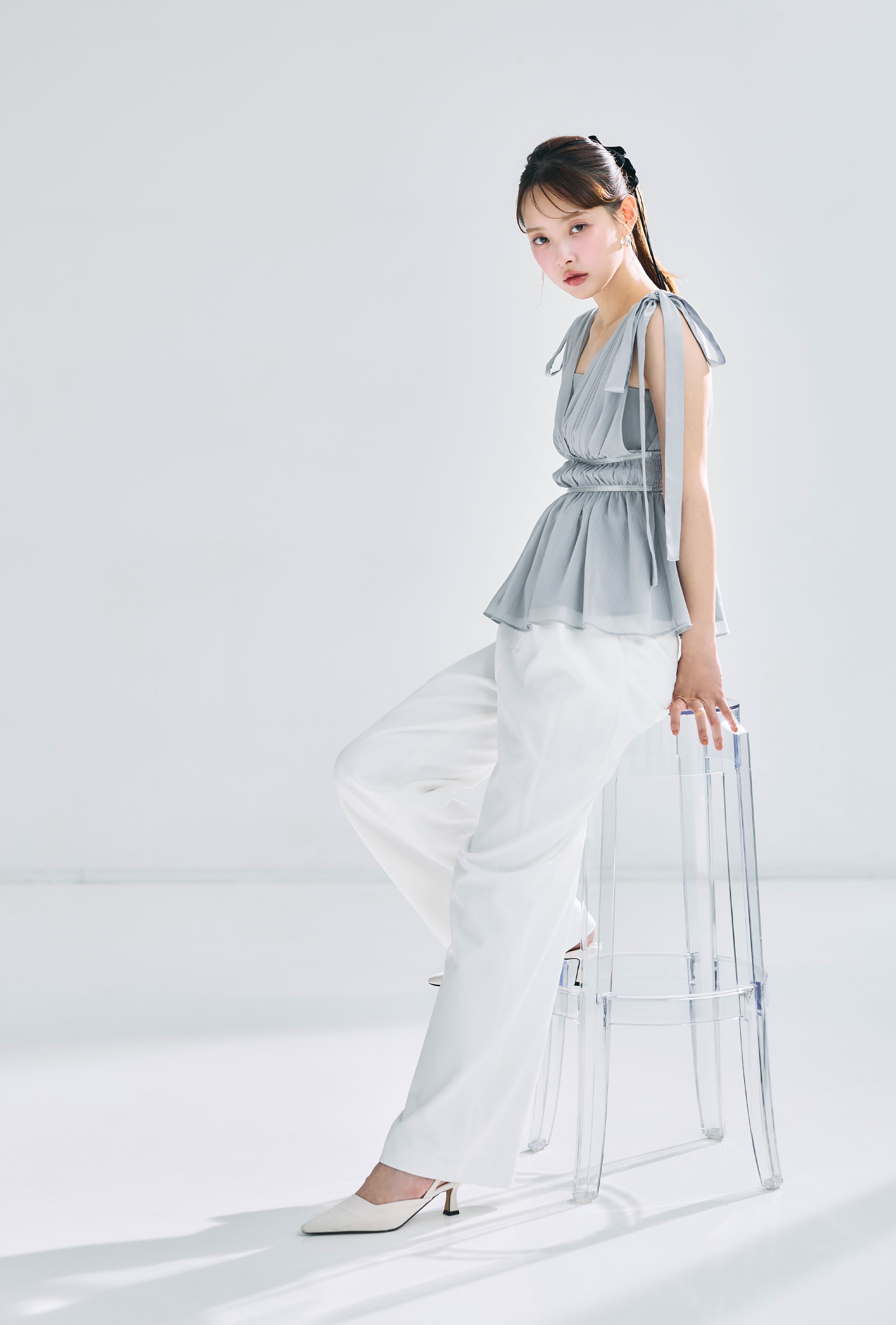 ショルダーリボンシフォンブラウス – poláura OFFICIAL ONLINE STORE