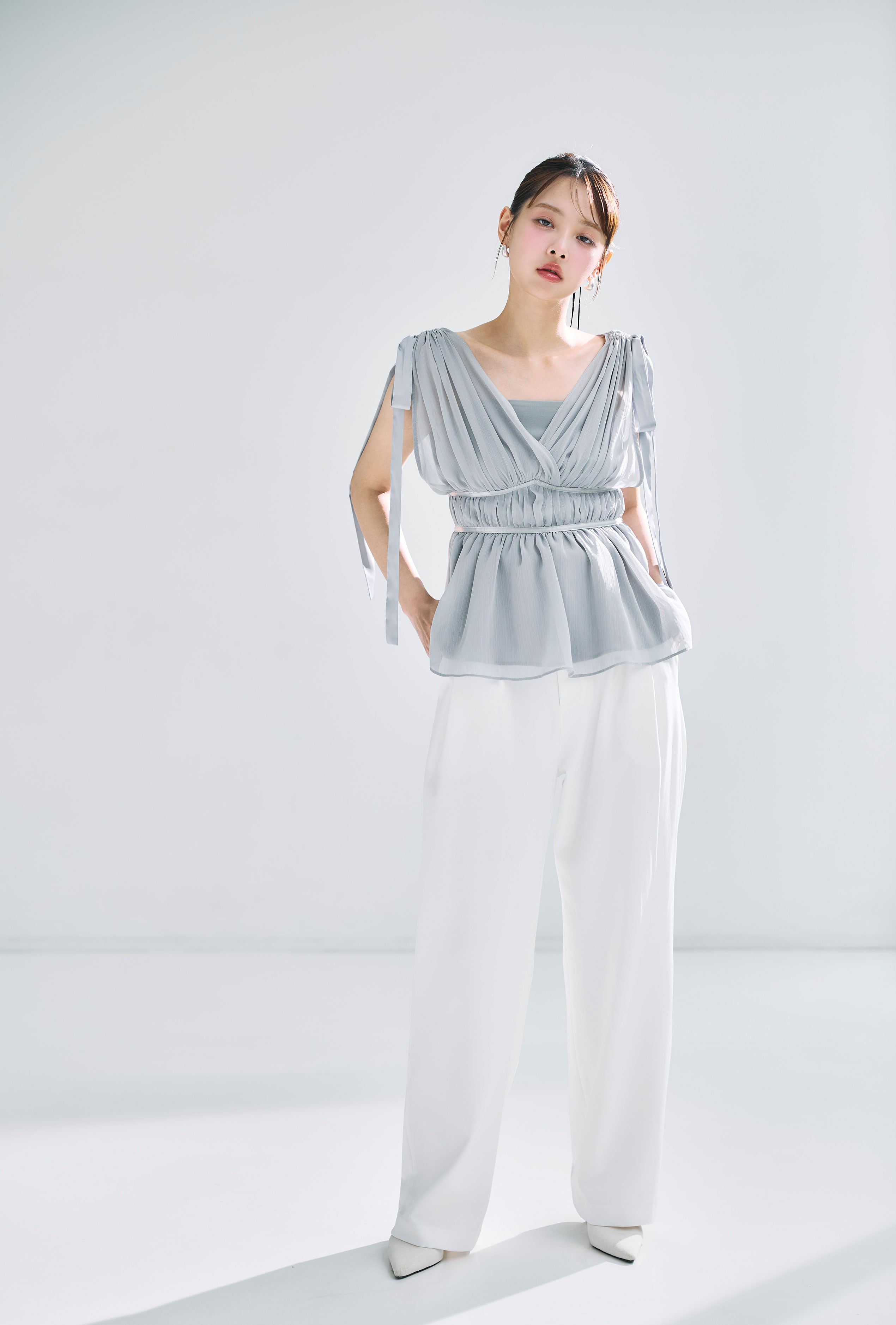 ショルダーリボンシフォンブラウス – poláura OFFICIAL ONLINE STORE