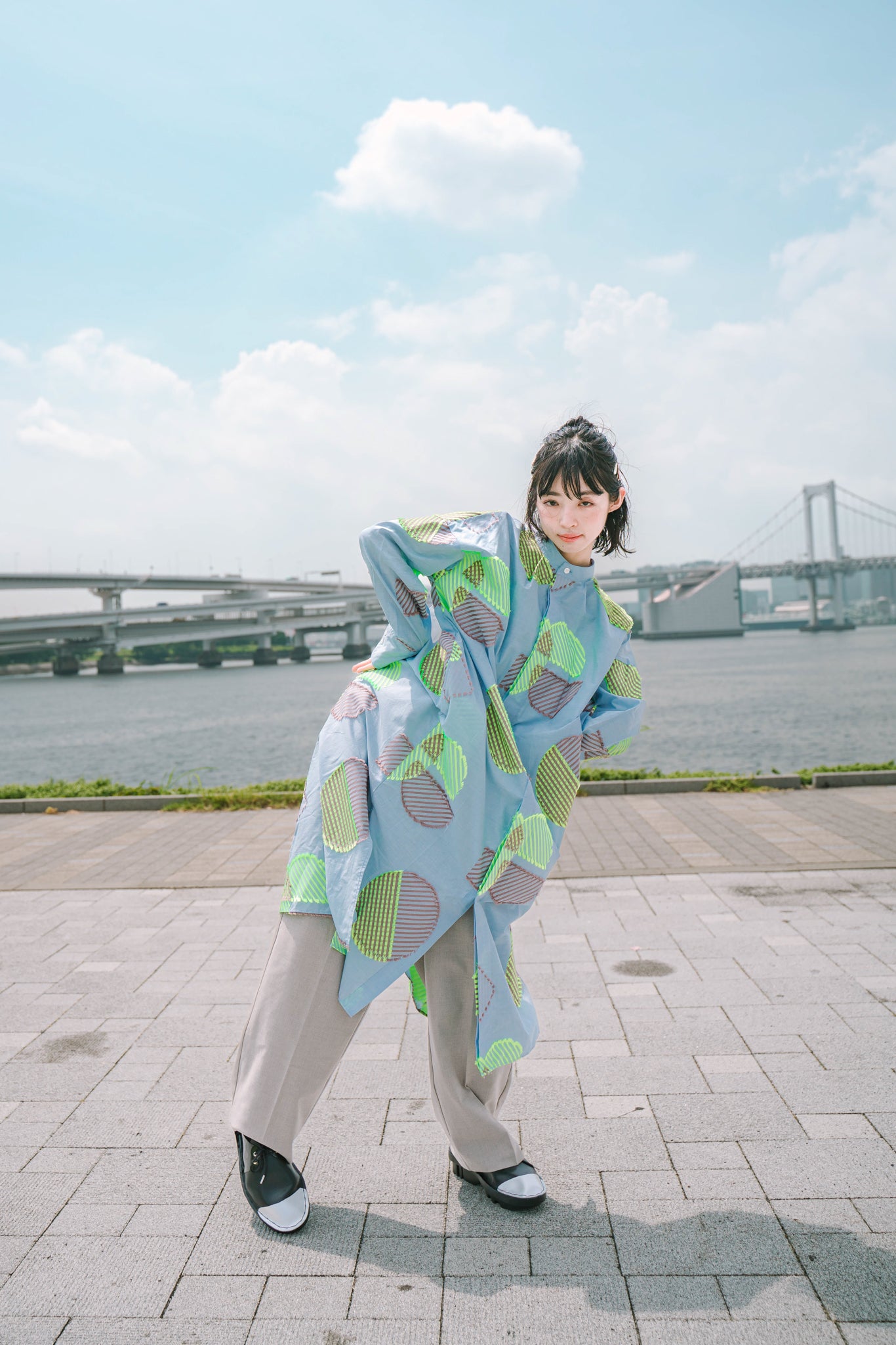 POLSDOT- シャツワンピース col:サックス