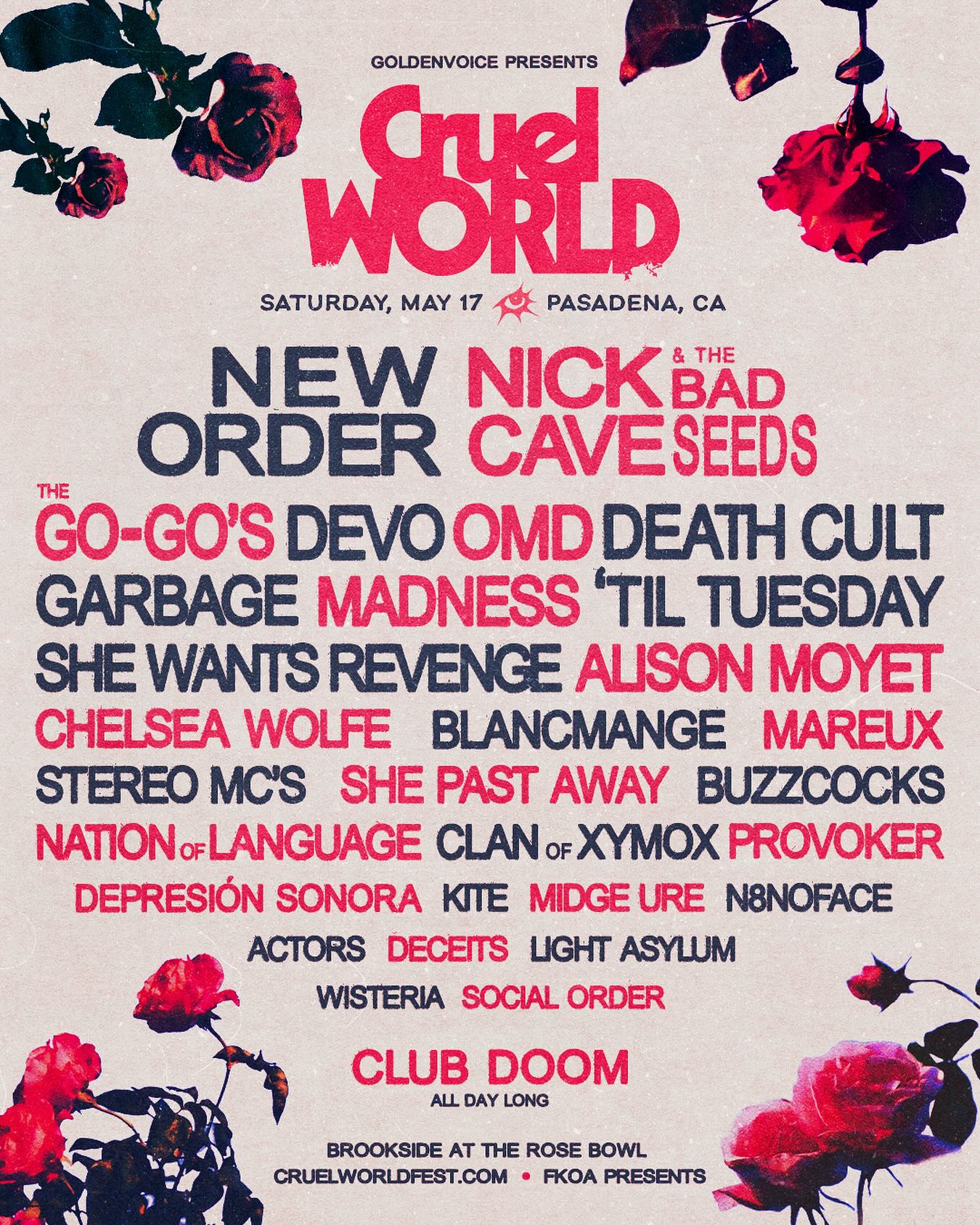 Cruel World 2025 Lineup Announced With Nick Cave, New Order, Death