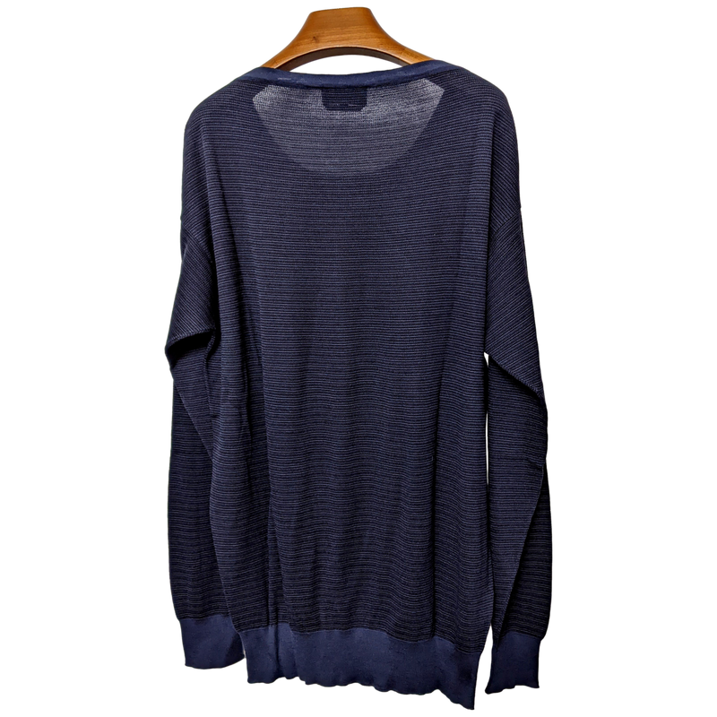 Hermes Men's Marine 100% Silk Classic Round Neck Sweater, SzXXL