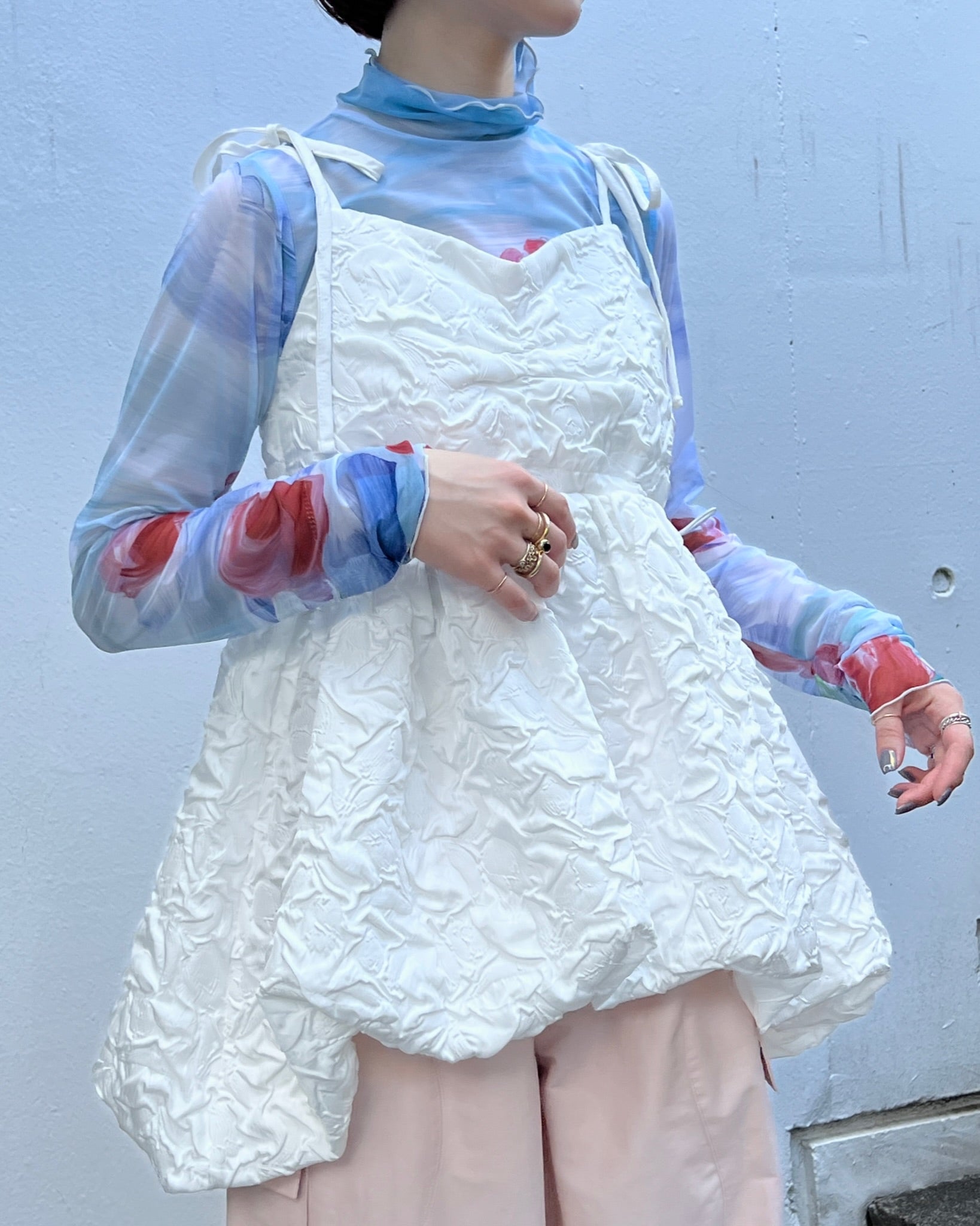 Balloon cami tunic (White)