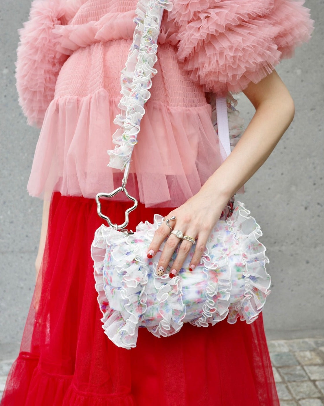 Tulle frill bag (floral pattern)