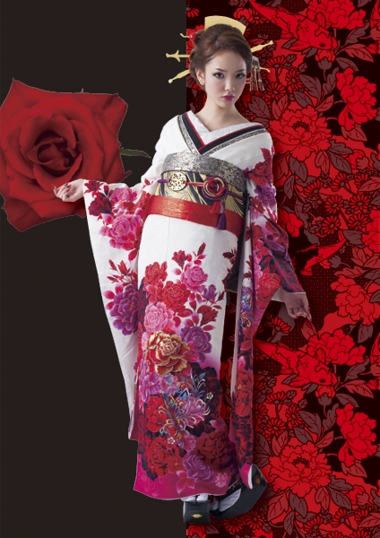艶魁】FS-315｜赤やピンクの薔薇が華やかな成人式振袖｜kimono hearts