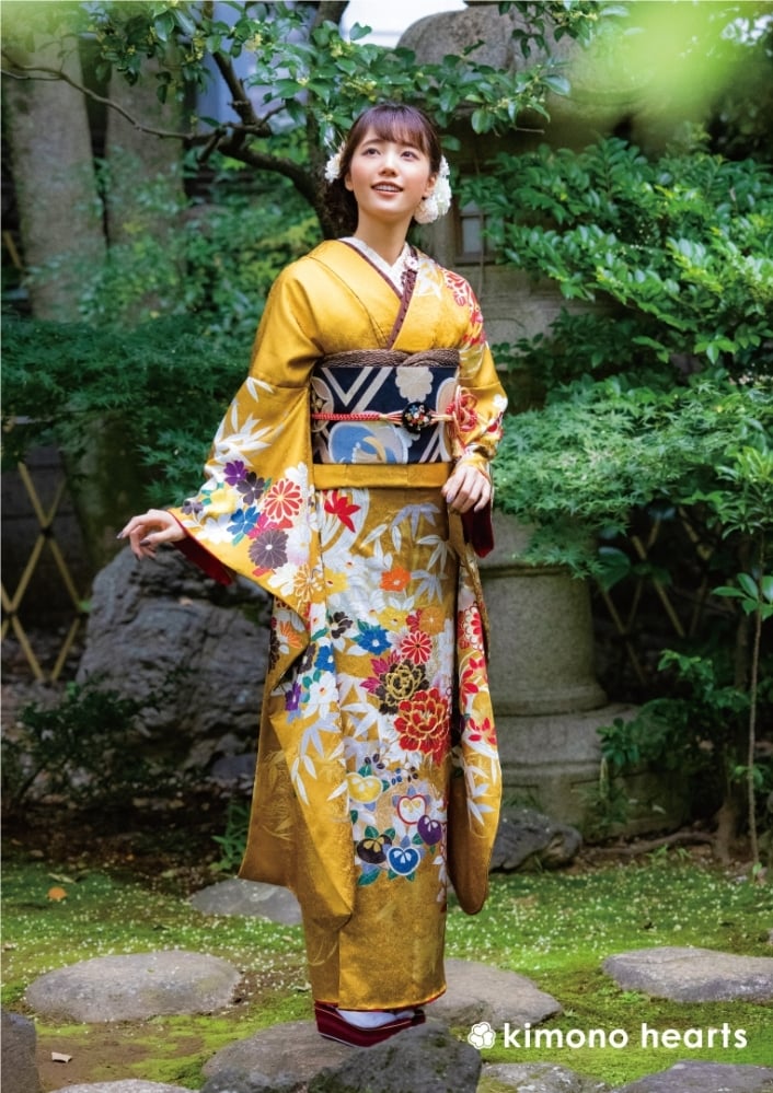 伝統古典】KH-343｜金彩、金駒刺繍を施した伝統古典振袖｜kimono