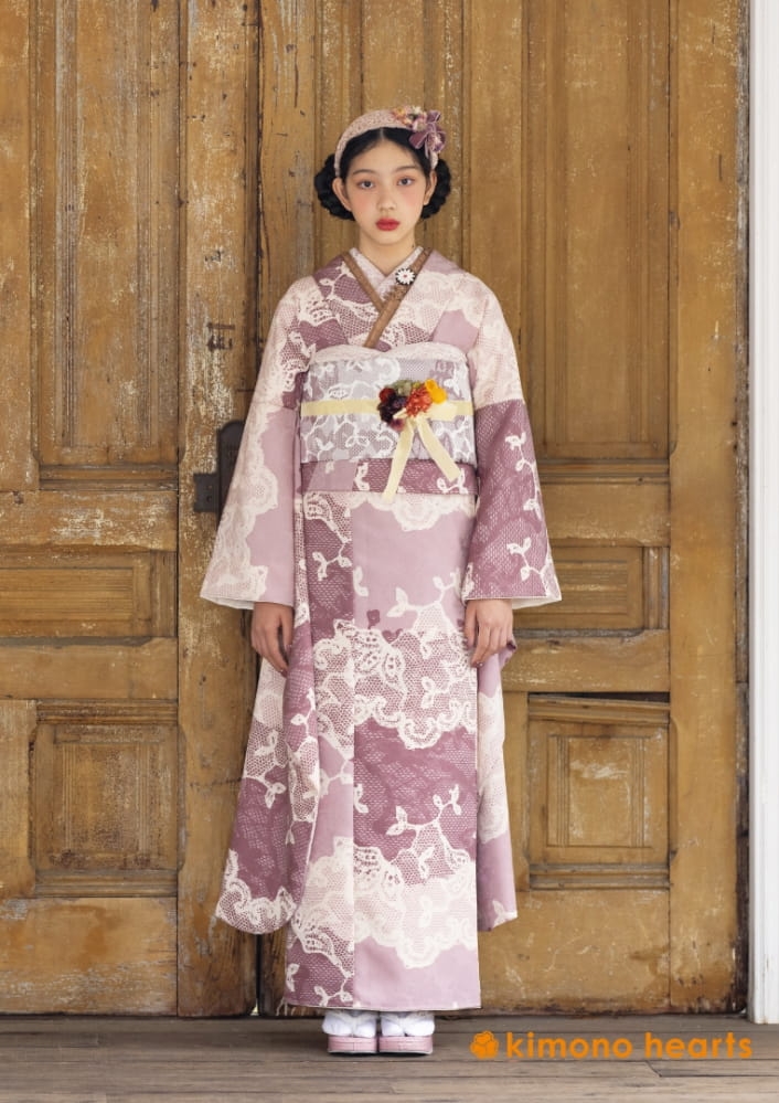 ノスタルジック】KH-319｜ピンクのレース柄にときめく振袖｜kimono