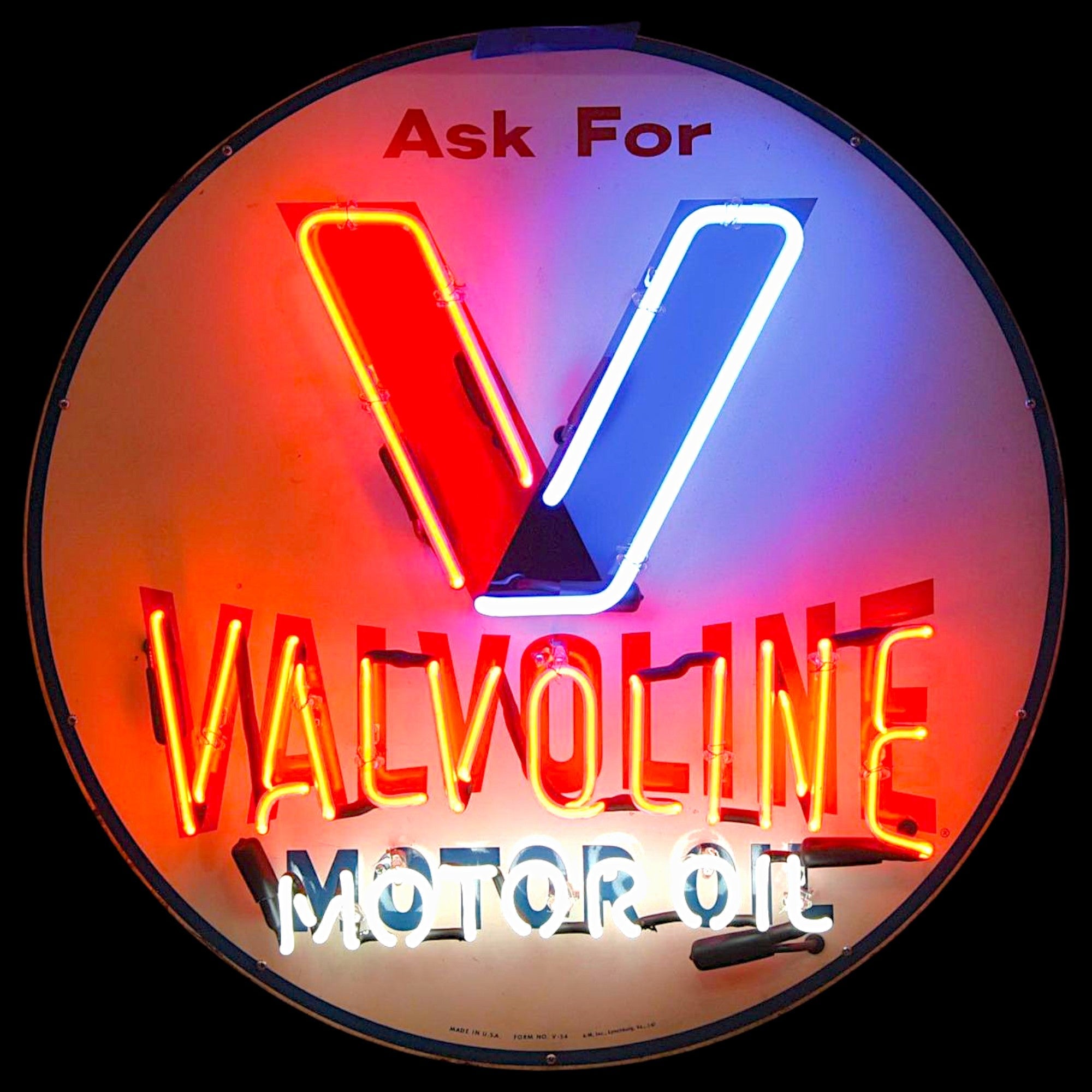 Valvoline Motor Oil Neon Porcelain Advertising Sign with Can