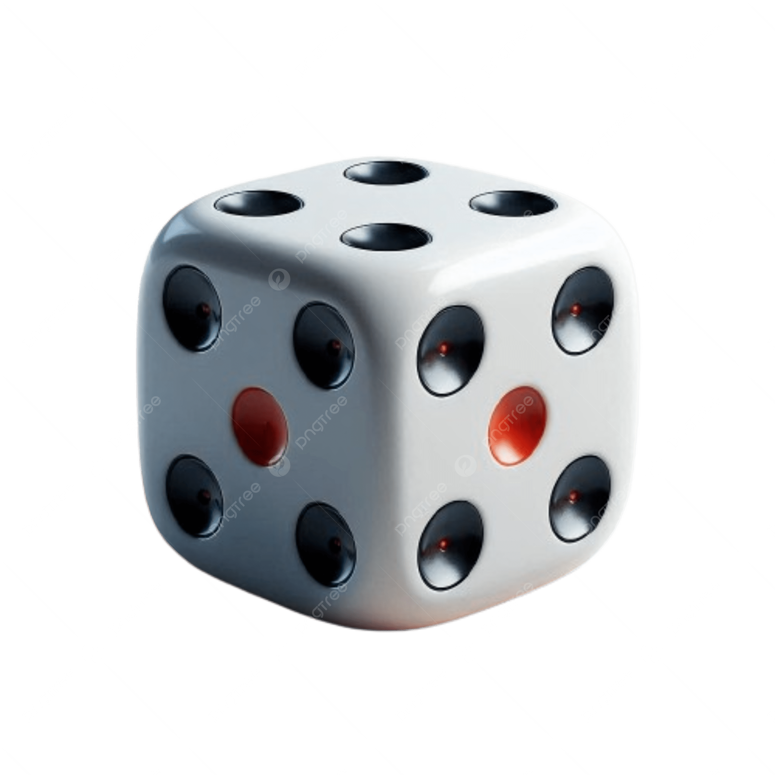 透明な背景に赤い点のある白いサイコロイラスト素材透過、PNGフリー