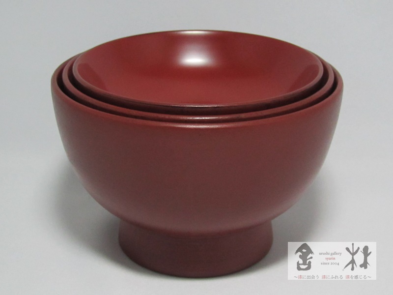 赤木明登作 三つ椀 大 赤 137×90mm